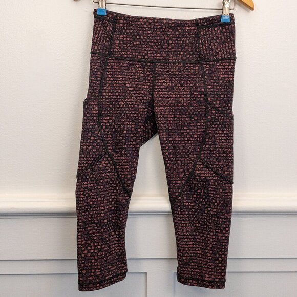 Lululemon Deep Breath Crop 21" Leggings Shatter Weave Print – Size 4 - Picture 2 of 5